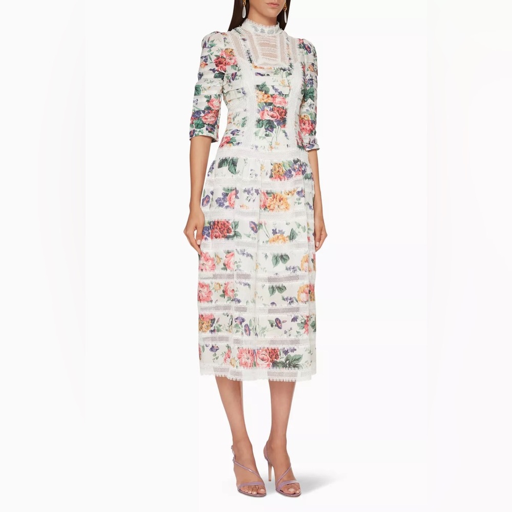 Authentic ZIMMERMANN Allia Pintuck Midi Dress- Size 1 / USA 4-6
